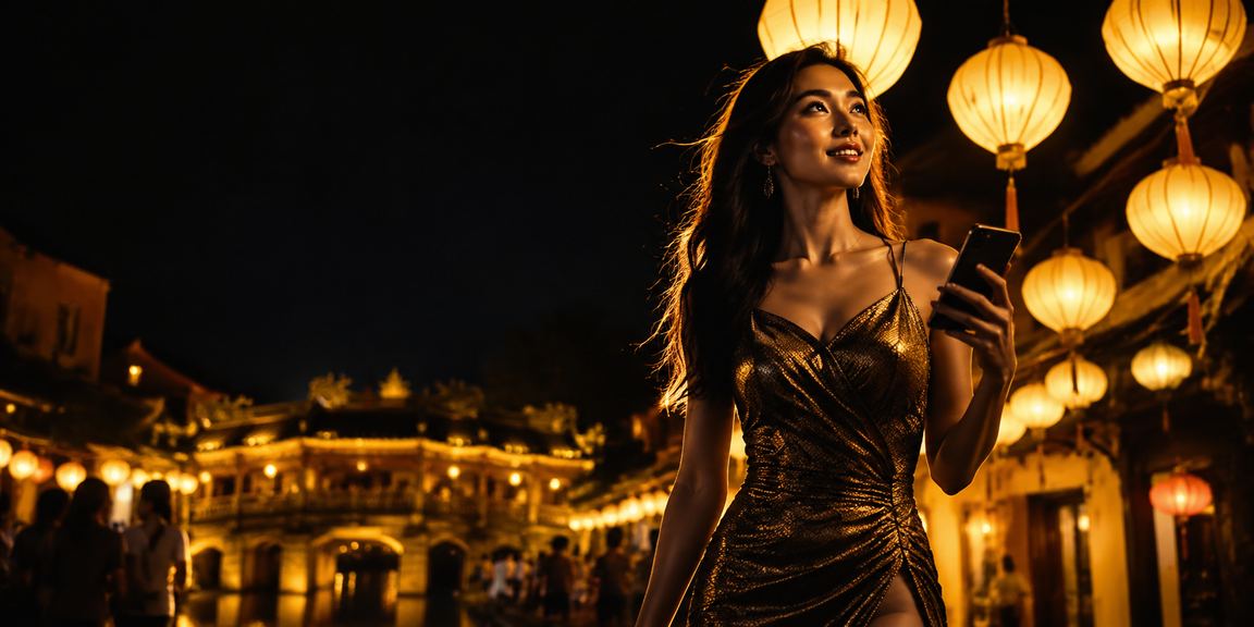 Khách tham quan Hội An xem thông tin cá cược bóng rổ tại chợ đêm